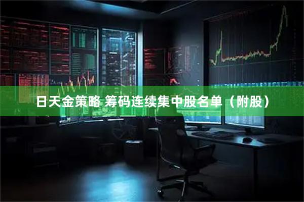 日天金策略 筹码连续集中股名单（附股）
